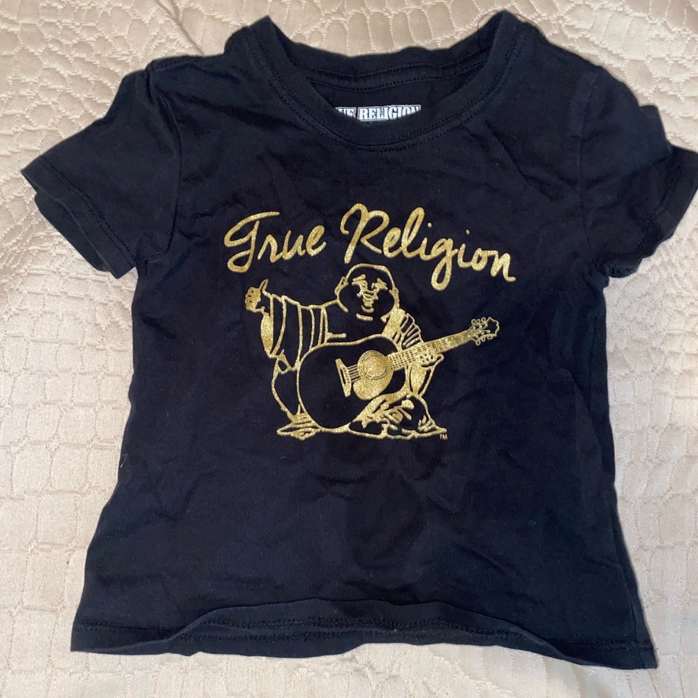 Children true religion 2T black/gold shirt